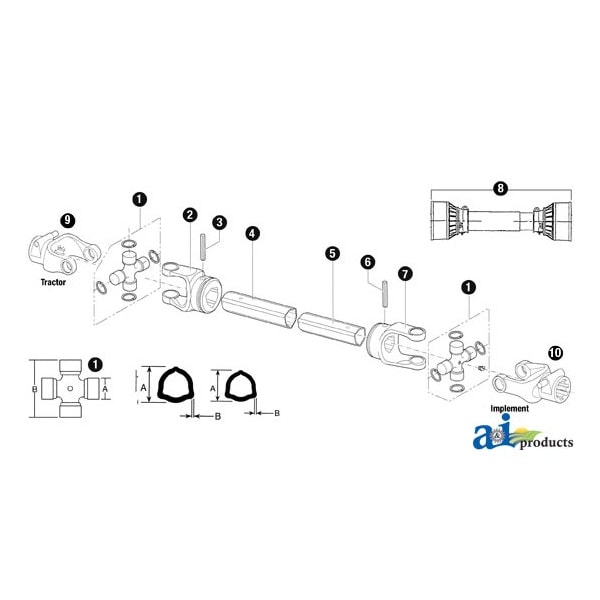 Outer Tube Yoke, 100 Series, Size 9 6" x6" x3"